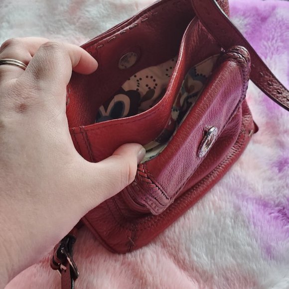 Rare Vintage Brighton red leather crossbody hand stitched handbag - Picture 6 of 10